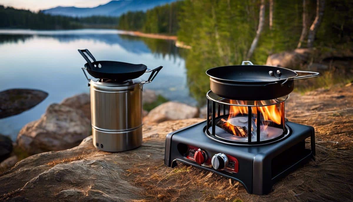 Image showing a camping stove in a beautiful outdoor setting
