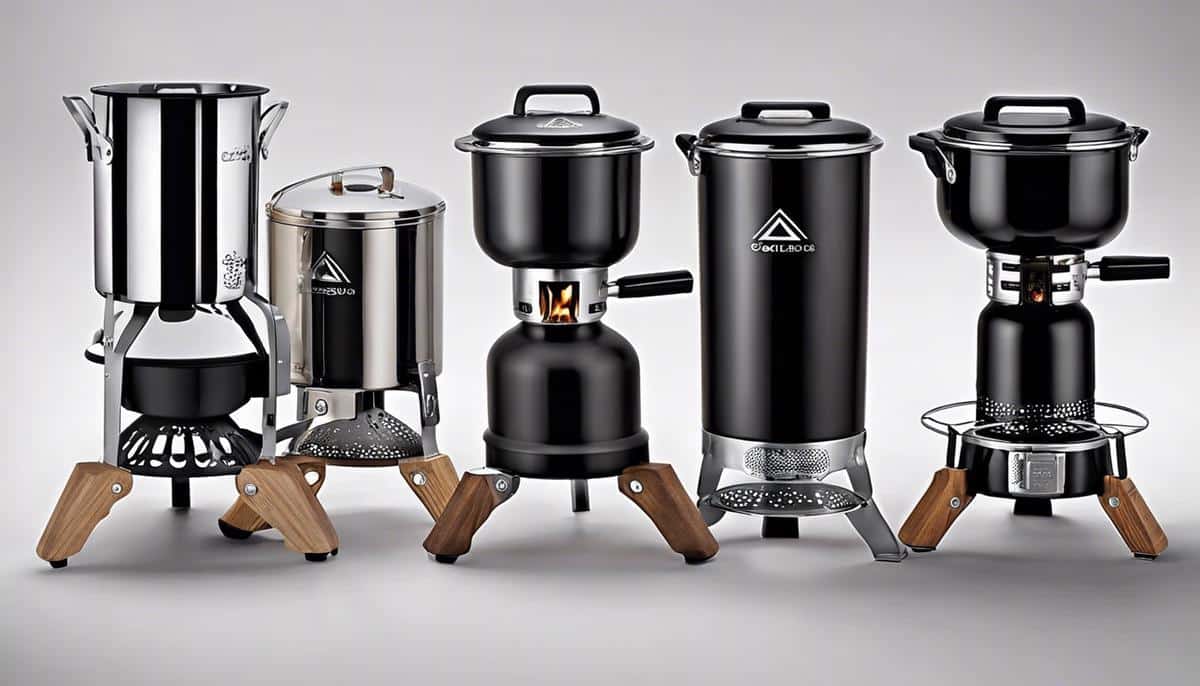 A variety of camping stoves with different features and designs, suitable for different camping needs